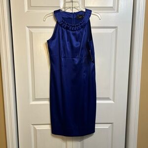 NWT Just Taylor Size 10 Sheath Dress Embellished Neck Halter Sleeveless Blue